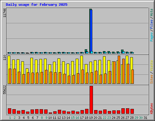 Daily usage for February 2025