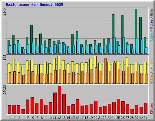 Daily usage for August 2025